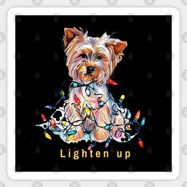 Lighten up Yorkie Sticker by ZogDog Pro